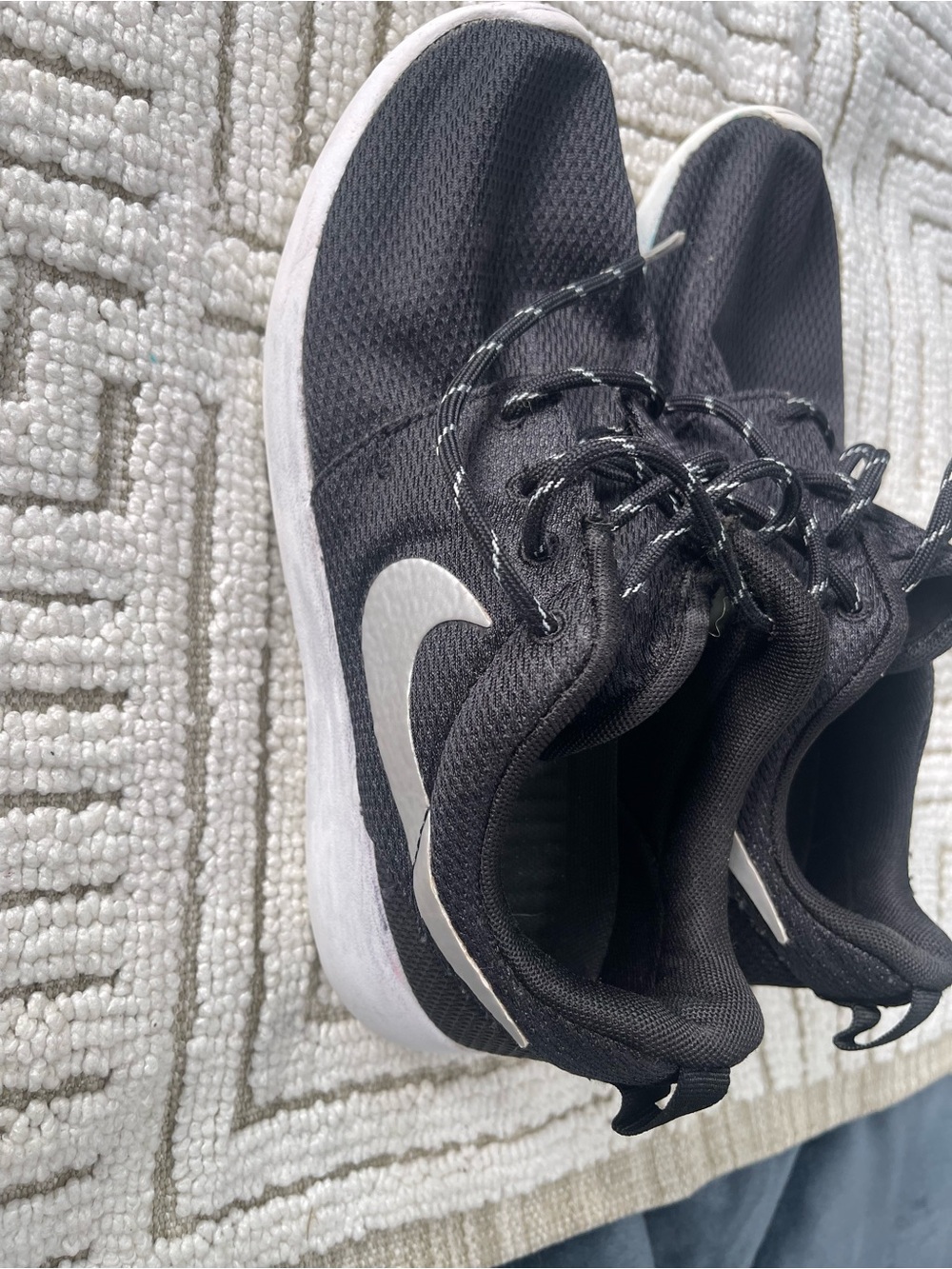 Nike  Black and White Mesh Athletic Sneakers